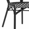 Flash Furniture Lourdes Thonet French Bistro Stacking Chair, Black and White PE Rattan and Black Aluminum Frame SDA-AD642002S-BKWH-BK-GG